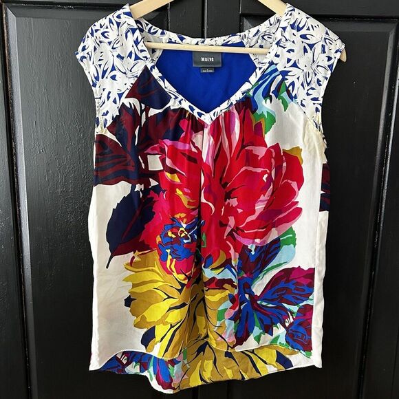 Maeve Tops - Maeve Anthropologie Mixed Bouquet Floral Sleeveless Silk Top Size 4 Blouse